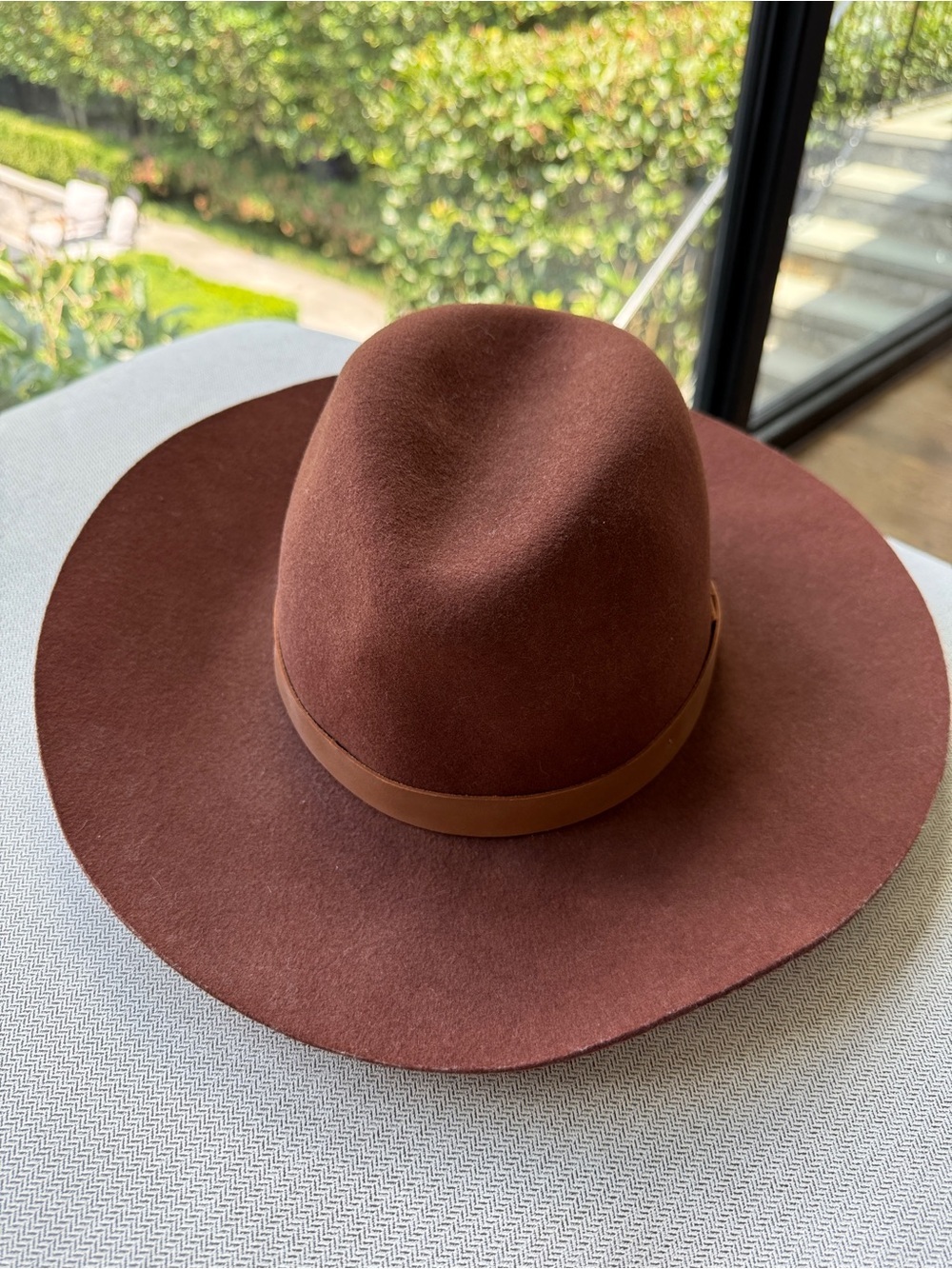 Rag & Bone Brown Wide-Brim Wool Felt Hat with Leather Band M - Picture 2 of 9